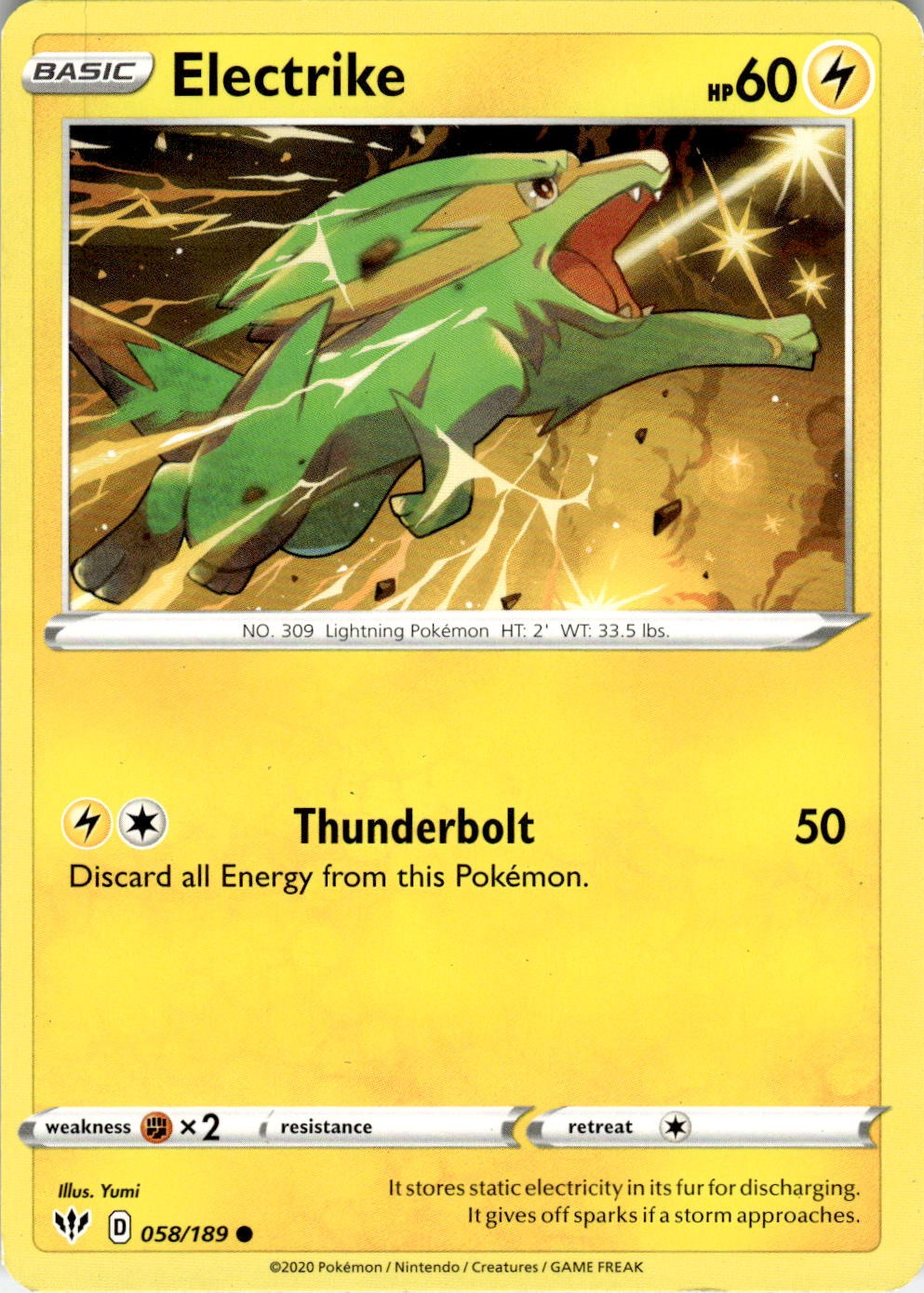 Electrike 058/189 Common Darkness Ablaze Pokemon Near Mint