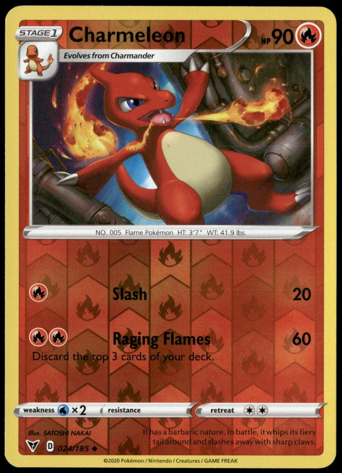 Charmeleon Reverse Holo Uncommon SWSH04: Vivid Voltage 024/185 NM