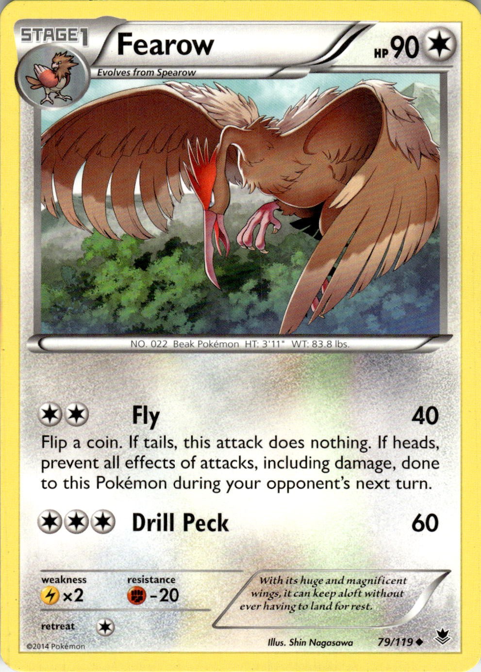 Fearow 79/119 Uncommon Phantom Forces Pokemon Near Mint