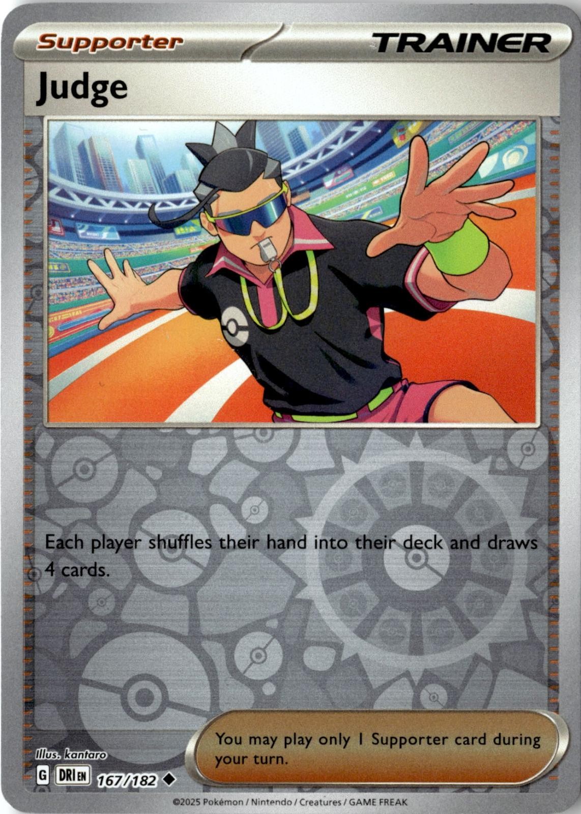2025 POKEMON JUDGE 167/182 UNCOMMON DESTINED RIVALS REVERSE HOLO NEAR MINT