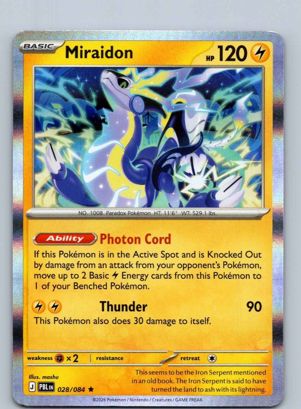 Miraidon 028/084 Rare Pitch Black Pokemon Holo Near Mint