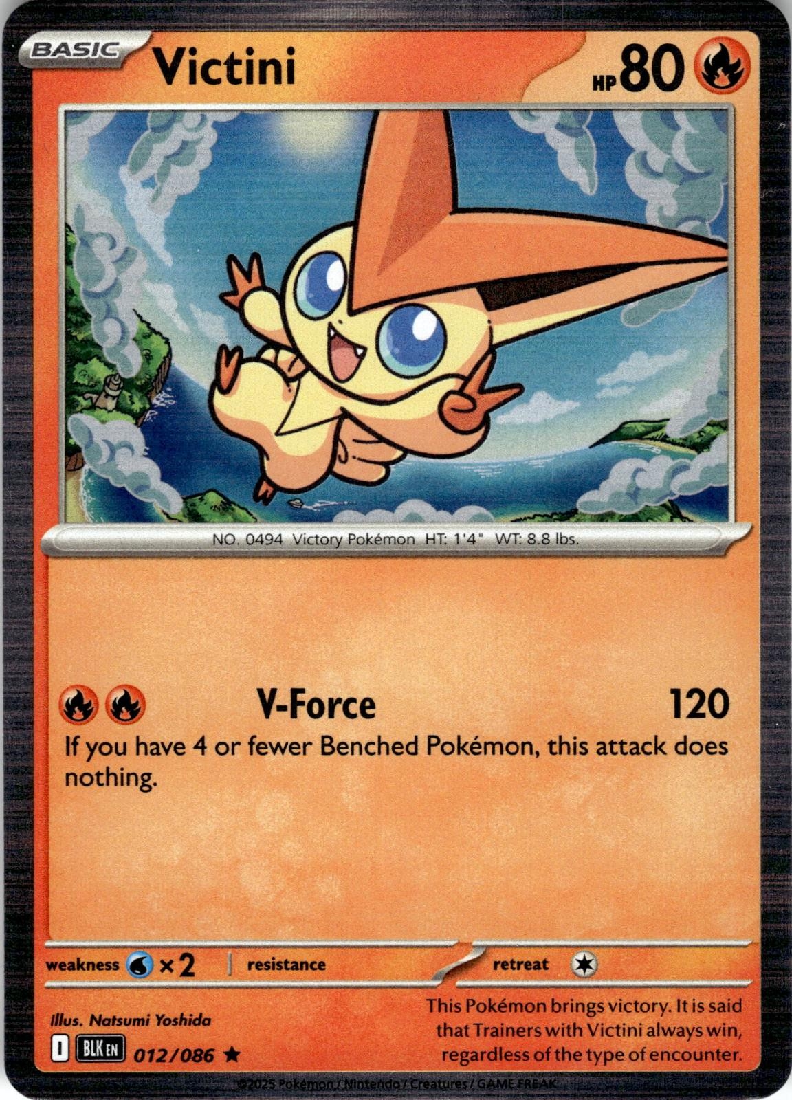 Victini 012/086 Holo Rare Black Bolt Pokemon Near Mint