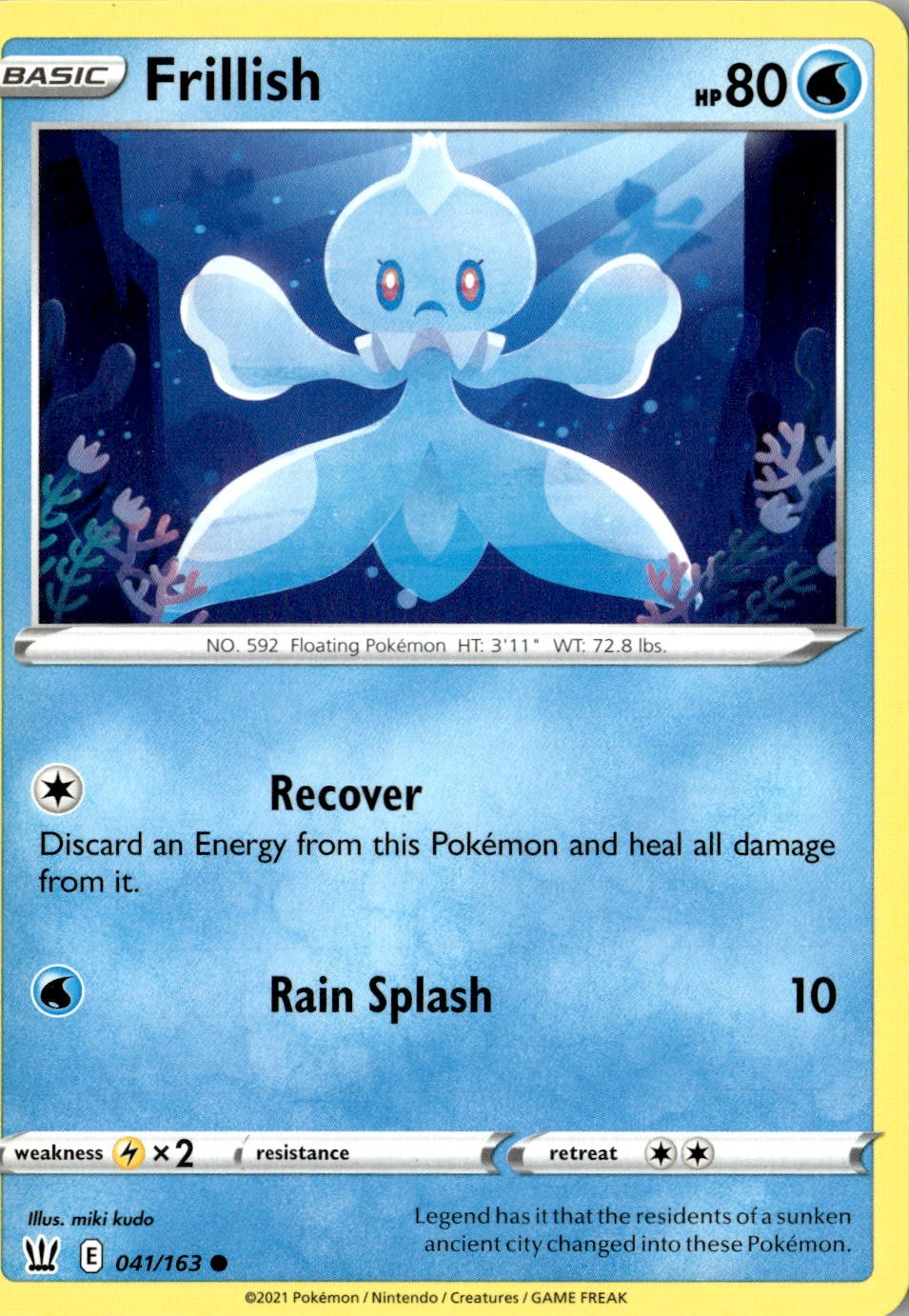 2021 POKEMON FRILLISH 041/163 COMMON BATTLE STYLES NEAR MINT