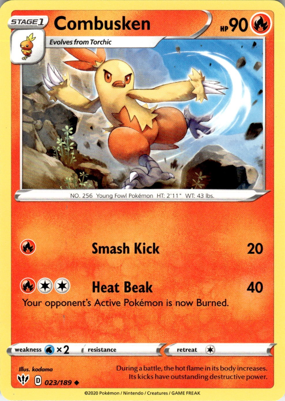 Combusken 023/189 Uncommon Darkness Ablaze Pokemon Near Mint