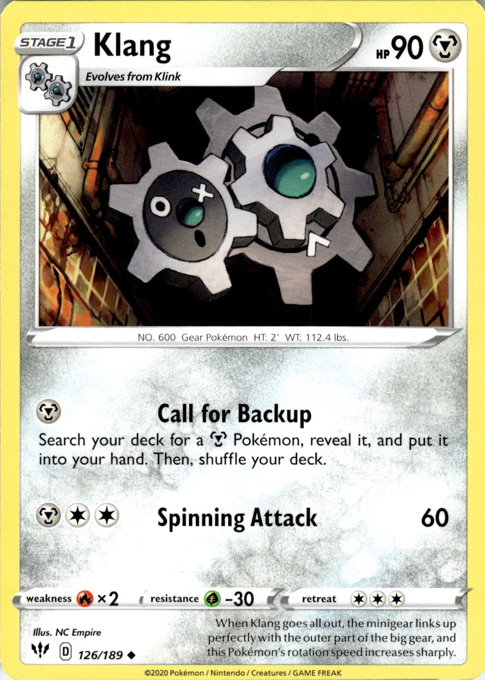 Klang 126/189 Uncommon Darkness Ablaze Pokemon Near Mint