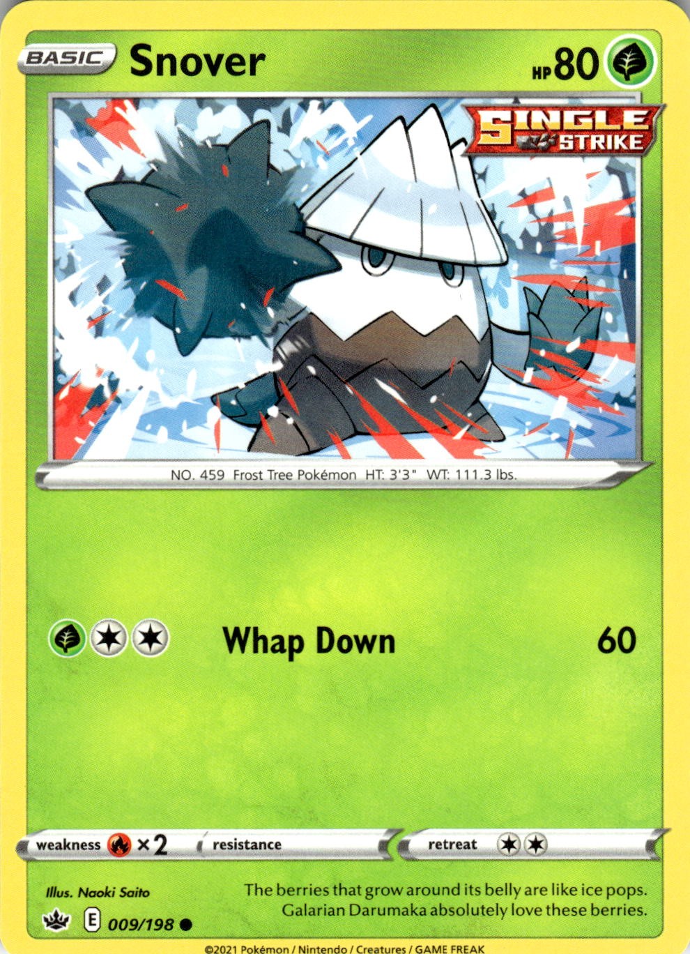 Snover 009/198 Common Chilling Reign Pokemon Near Mint