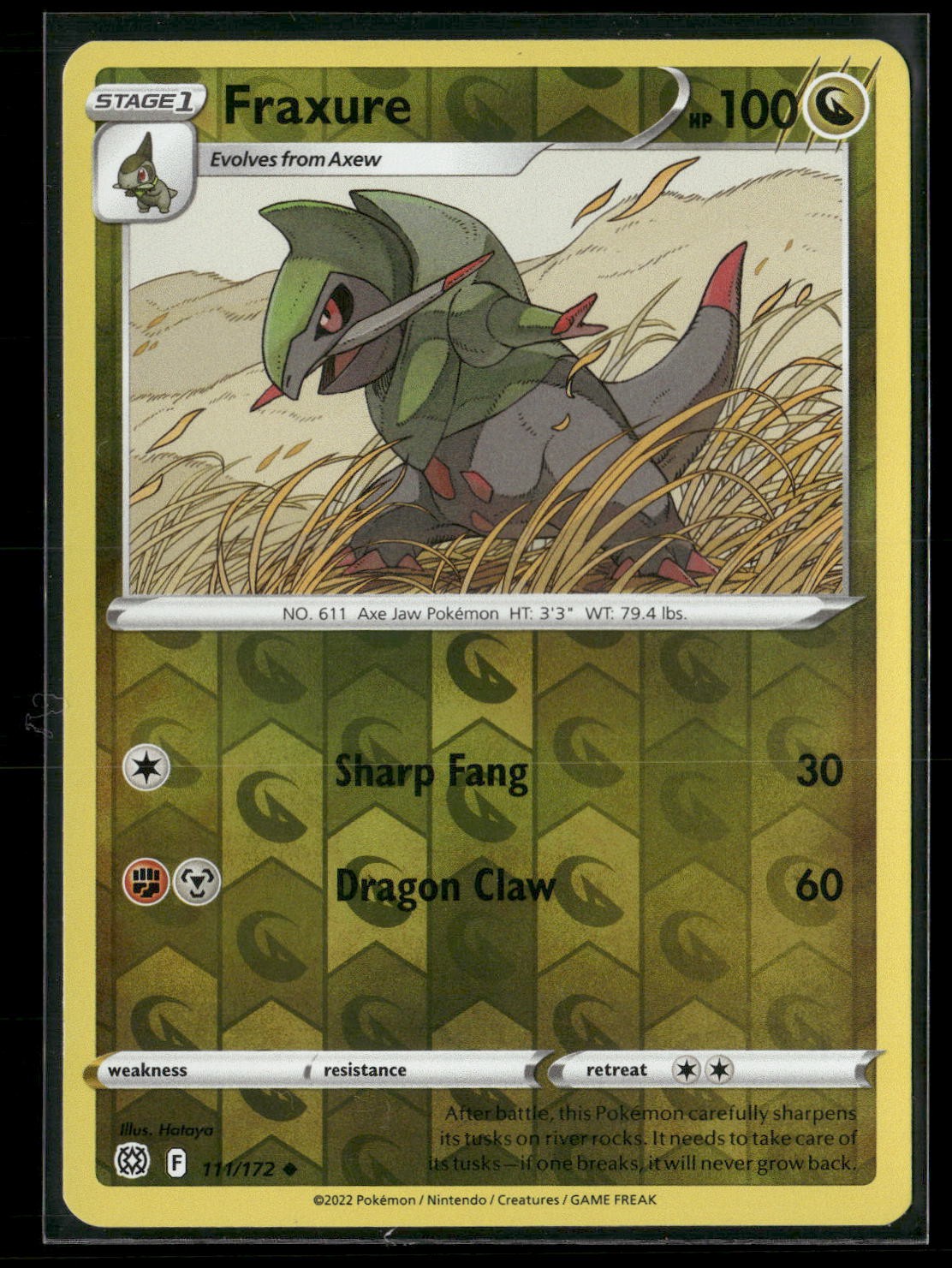 Fraxure Reverse Holo Uncommon SWSH09: Brilliant Stars 111/172 NM