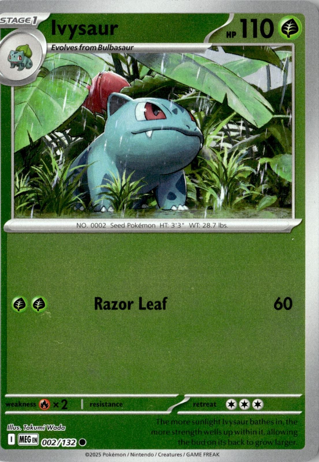 2025 POKEMON IVYSAUR 002/132 COMMON MEGA EVOLUTION REVERSE HOLO NEAR MINT