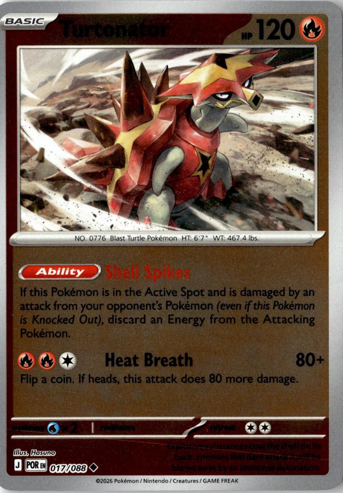 2026 POKEMON TURTONATOR 017/088 UNCOMMON PERFECT ORDER REVERSE HOLO NEAR MINT