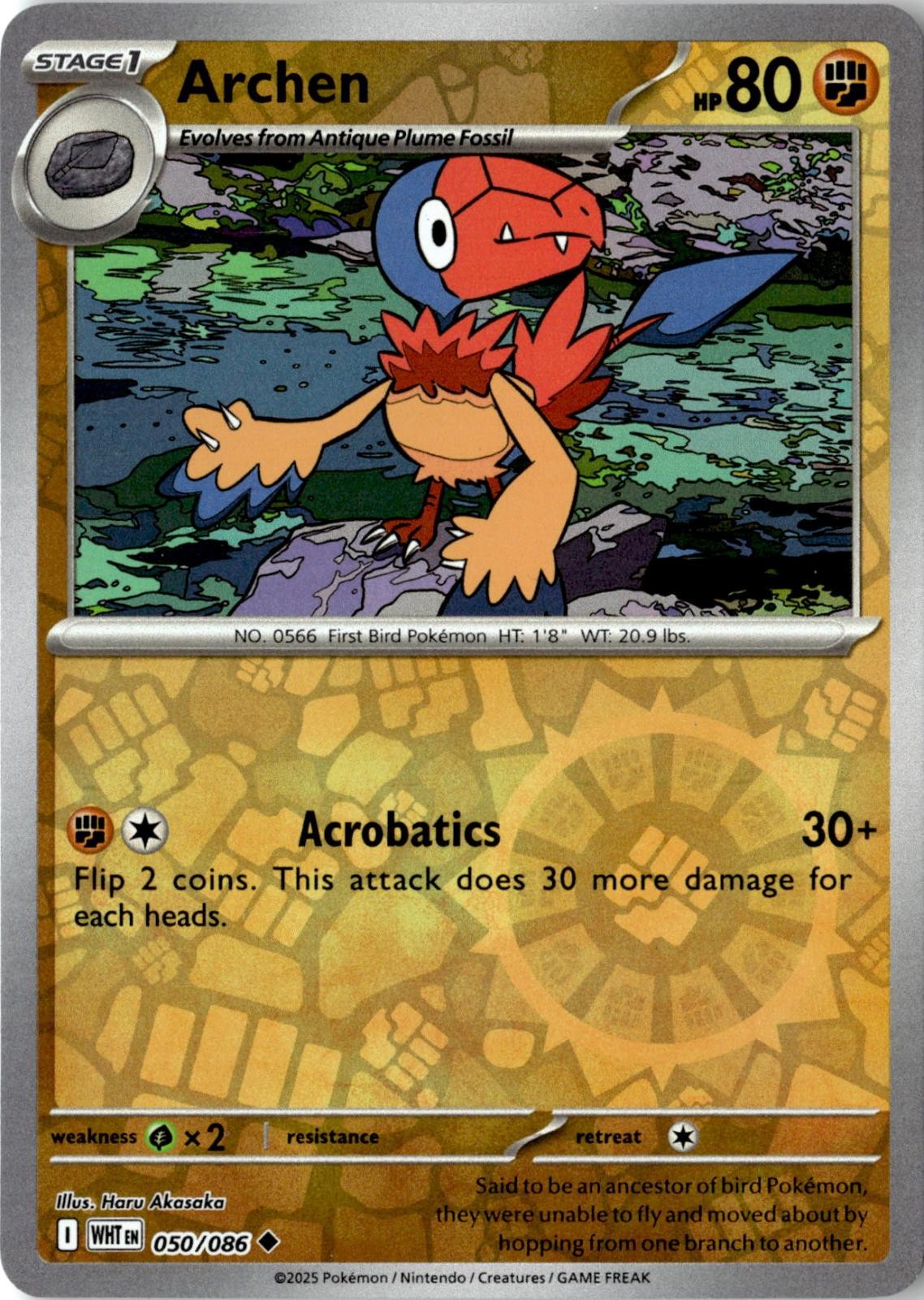 2025 POKEMON ARCHEN 050/086 UNCOMMON WHITE FLARE REVERSE HOLO NEAR MINT