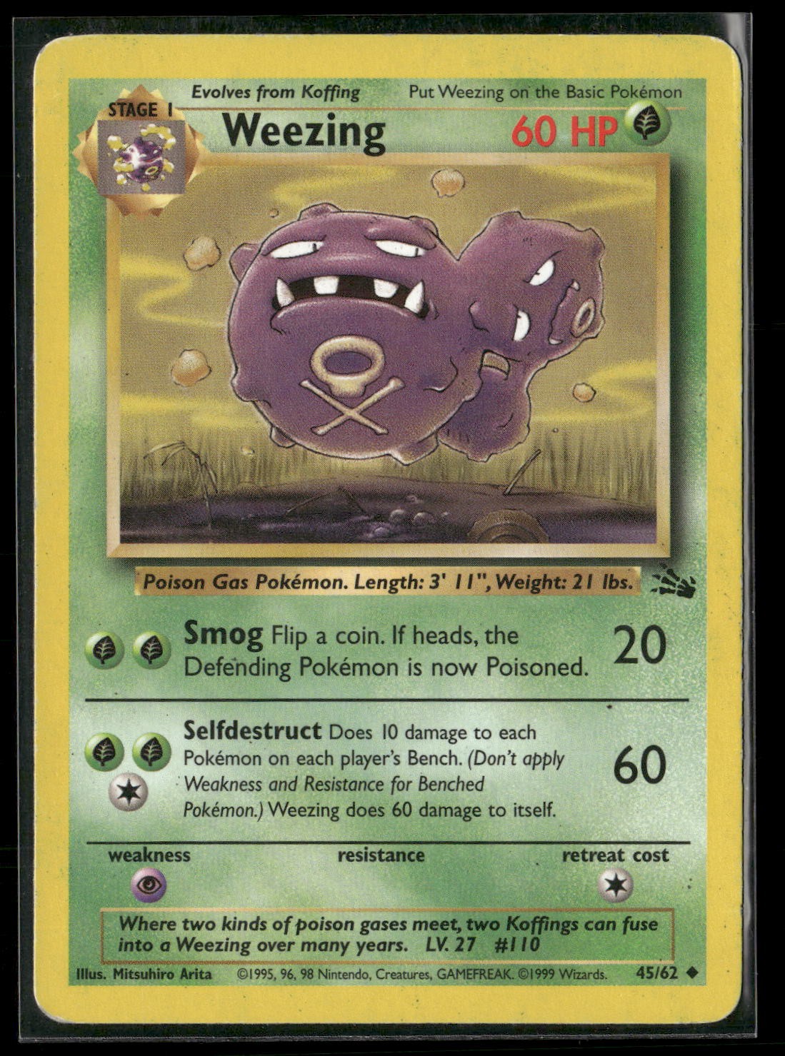 Weezing Unlimited Uncommon Fossil 45/62 NM