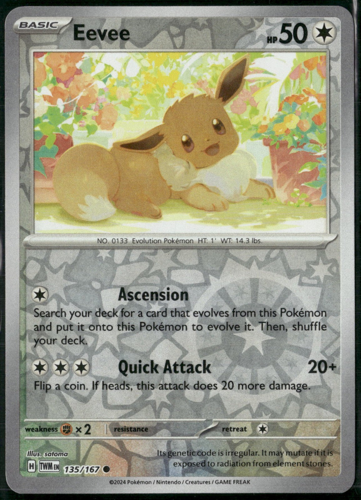 Eevee Reverse Holo Common SV06: Twilight Masquerade 135/167 NM