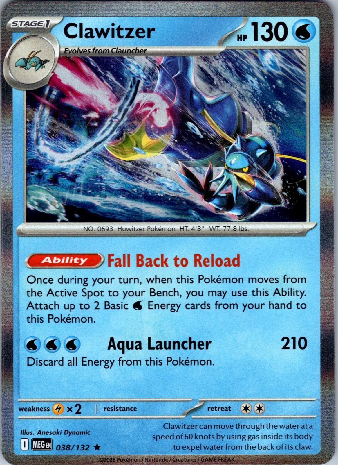 Clawitzer 038/132 Rare Mega Evolution Pokemon Holo Near Mint