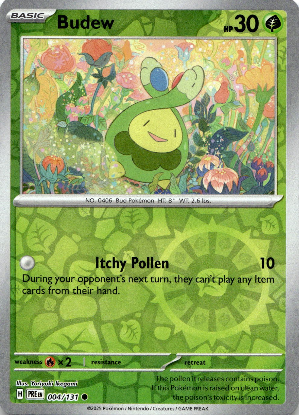Budew 004/131 Common Prismatic Evolutions Pokemon Reverse Holo Near Mint