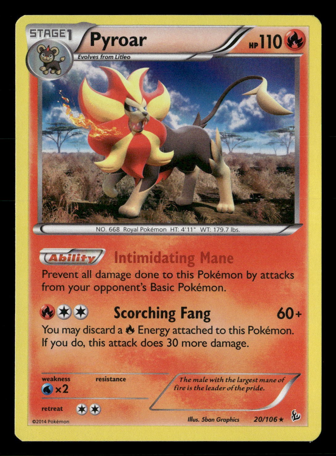 Pyroar Holo Rare XY - Flashfire 20/106 NM