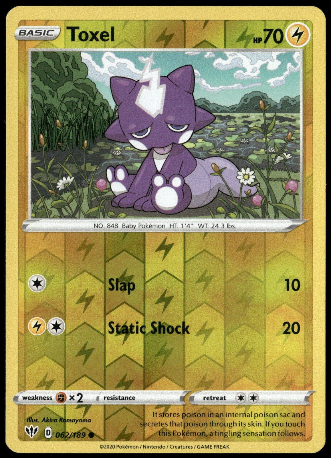 Toxel Reverse Holo Common SWSH03: Darkness Ablaze 062/189 NM
