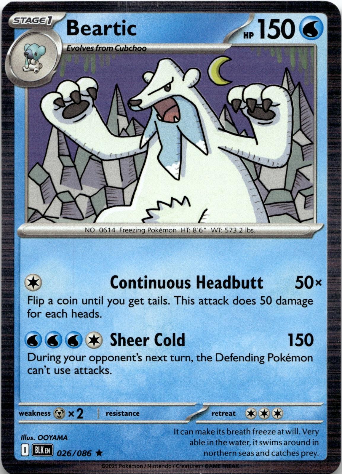 Beartic 026/086 Holo Rare Black Bolt Pokemon Near Mint