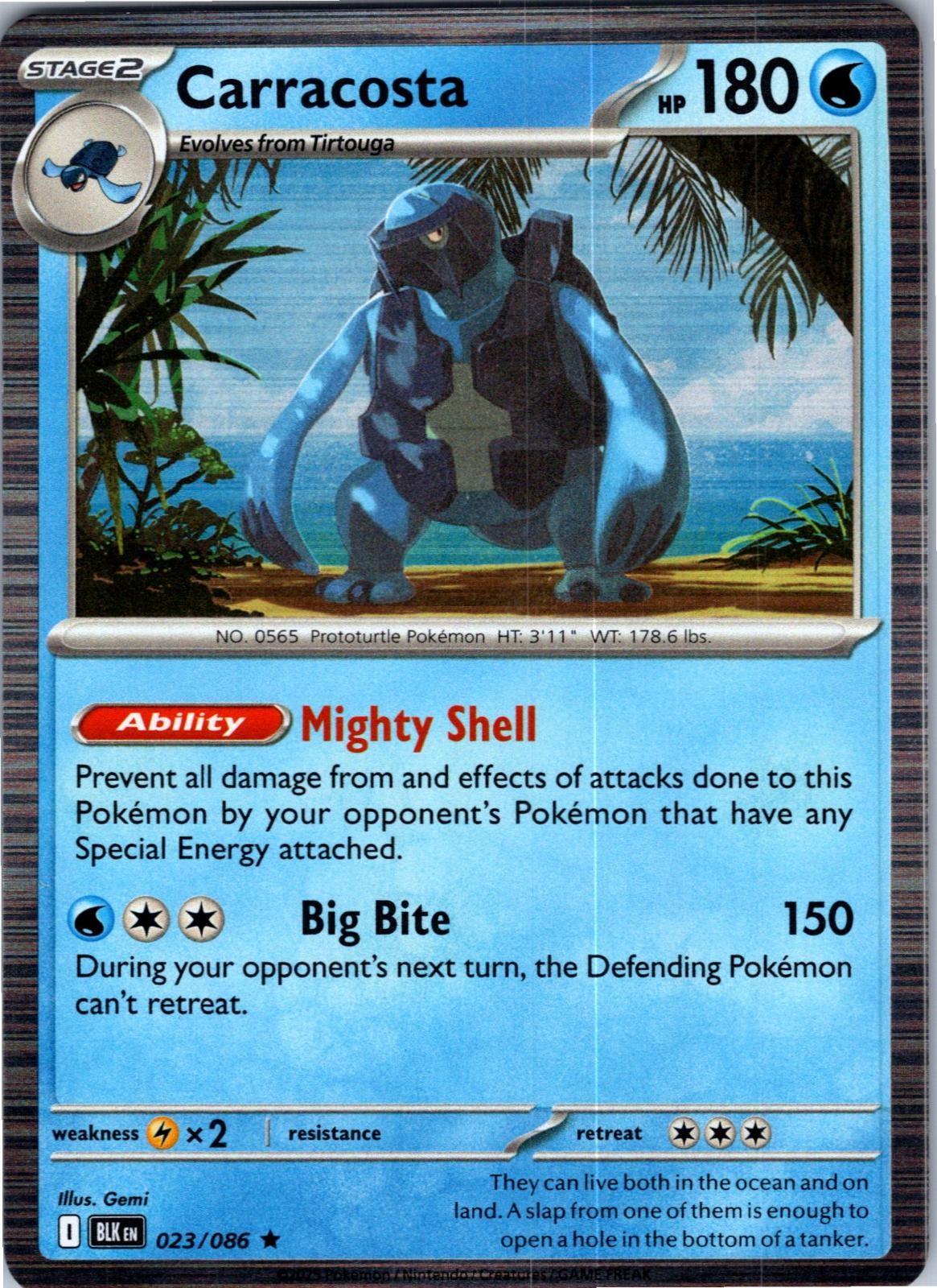 Carracosta 023/086 Holo Rare Black Bolt Pokemon Lightly Played