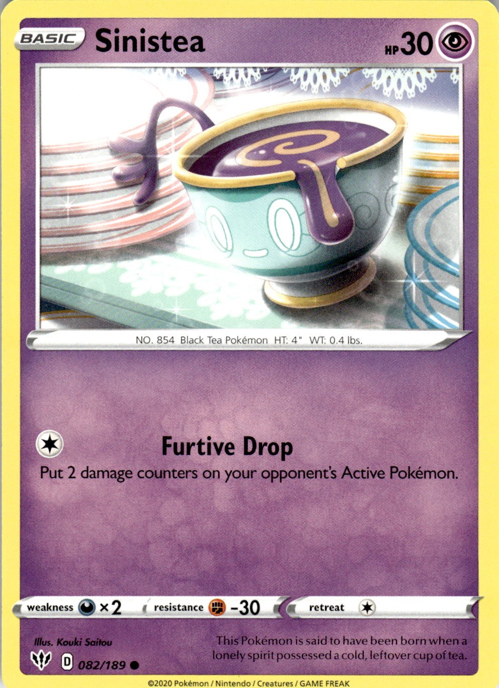 Sinistea 082/189 Common Darkness Ablaze Pokemon Near Mint