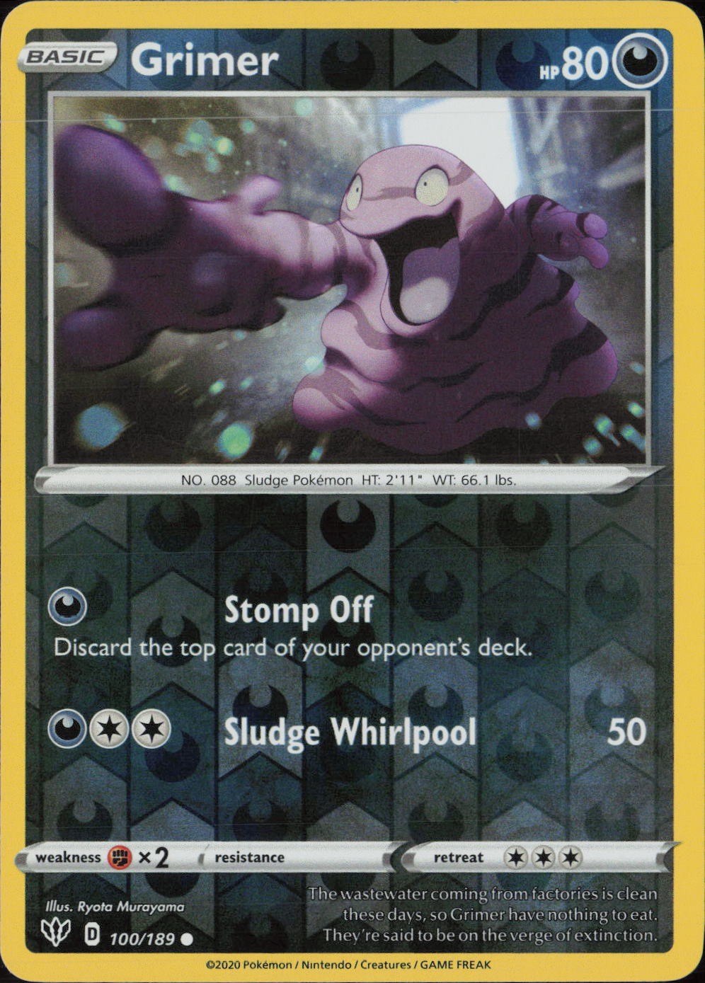 Grimer Reverse Holo Common SWSH03: Darkness Ablaze 100/189 NM