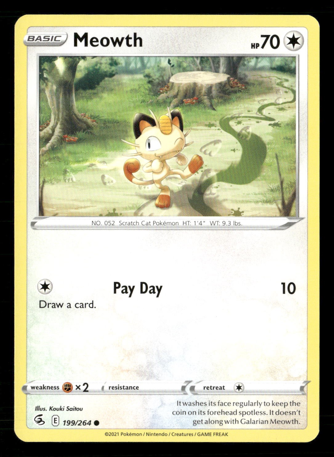 Meowth Common SWSH08: Fusion Strike 199/264 NM