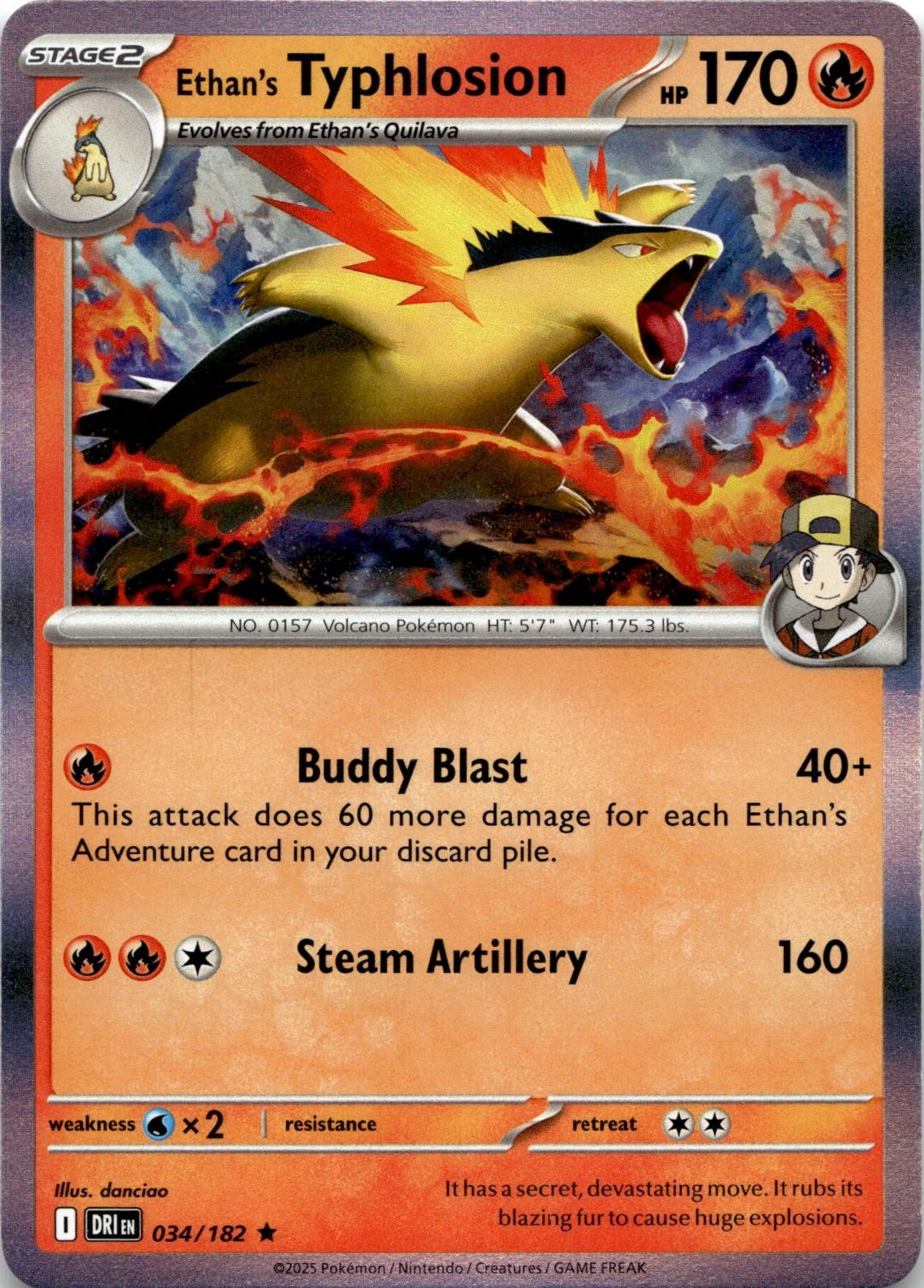 Ethan's Typhlosion (Non-holo) 34/182 Rare Deck Exclusives Pokemon Near Mint