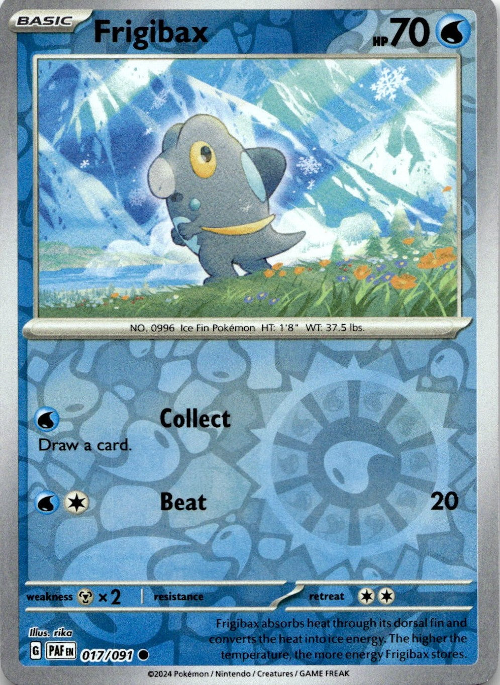 Frigibax 017/091 Common Paldean Fates Pokemon Reverse Holo Near Mint
