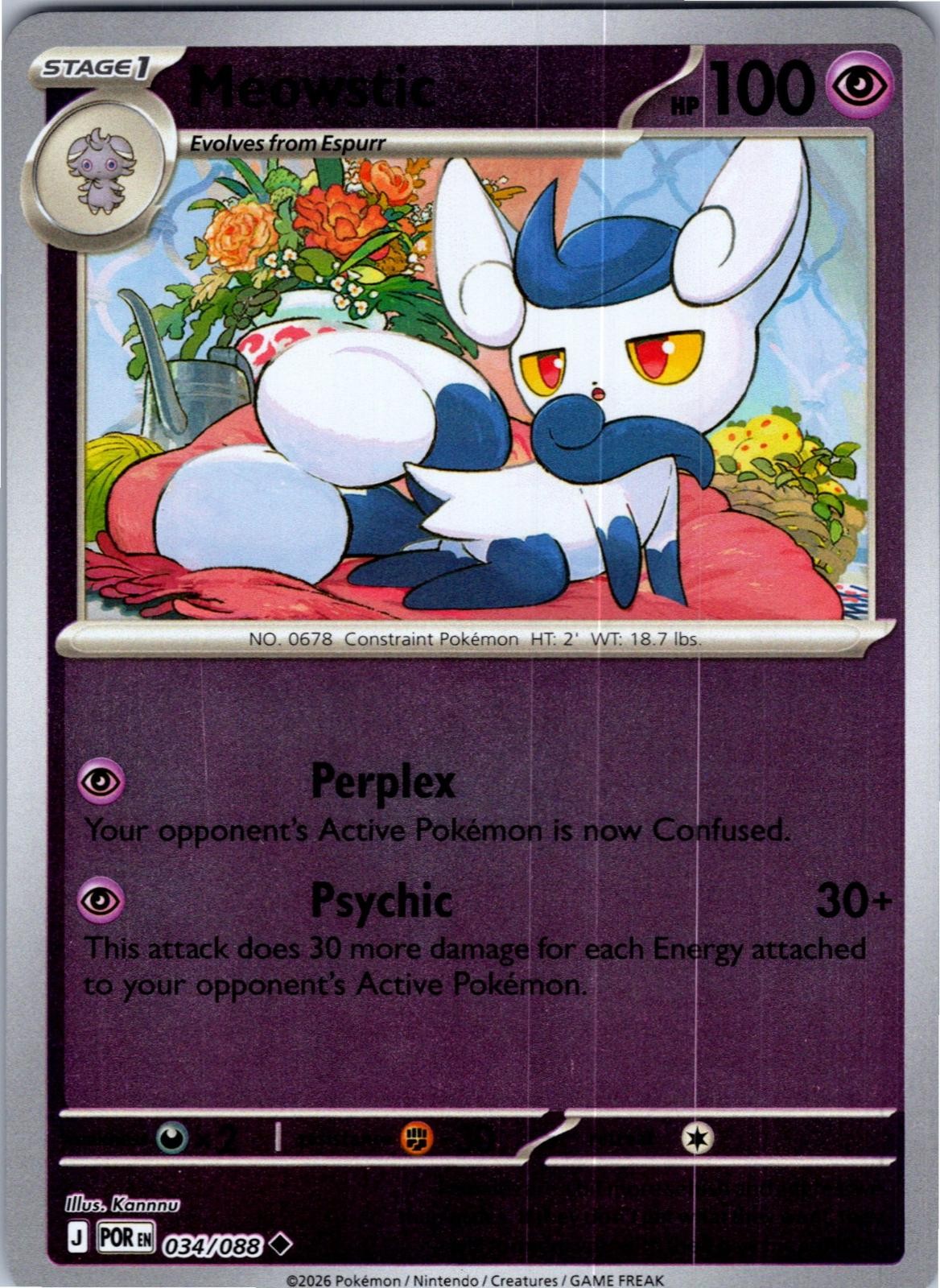 Meowstic 034/088 Uncommon Perfect Order Pokemon Lightly Played