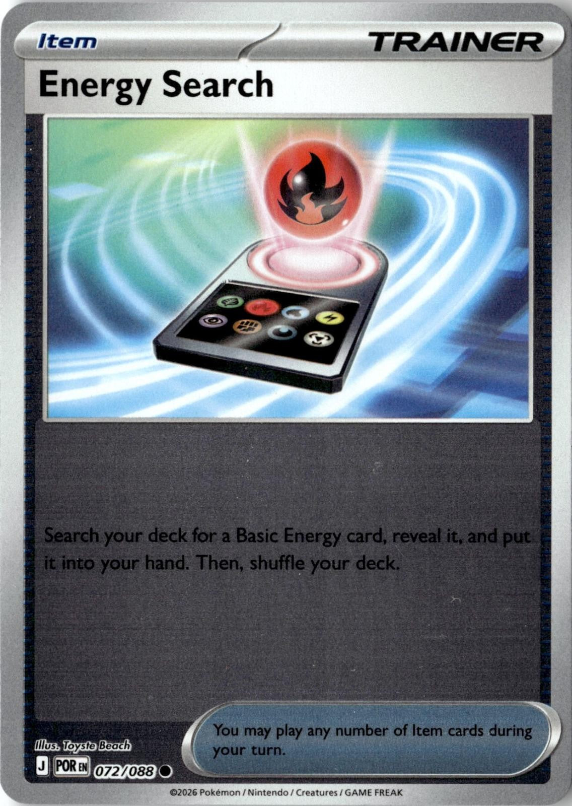 2026 POKEMON ENERGY SEARCH 072/088 COMMON PERFECT ORDER NEAR MINT
