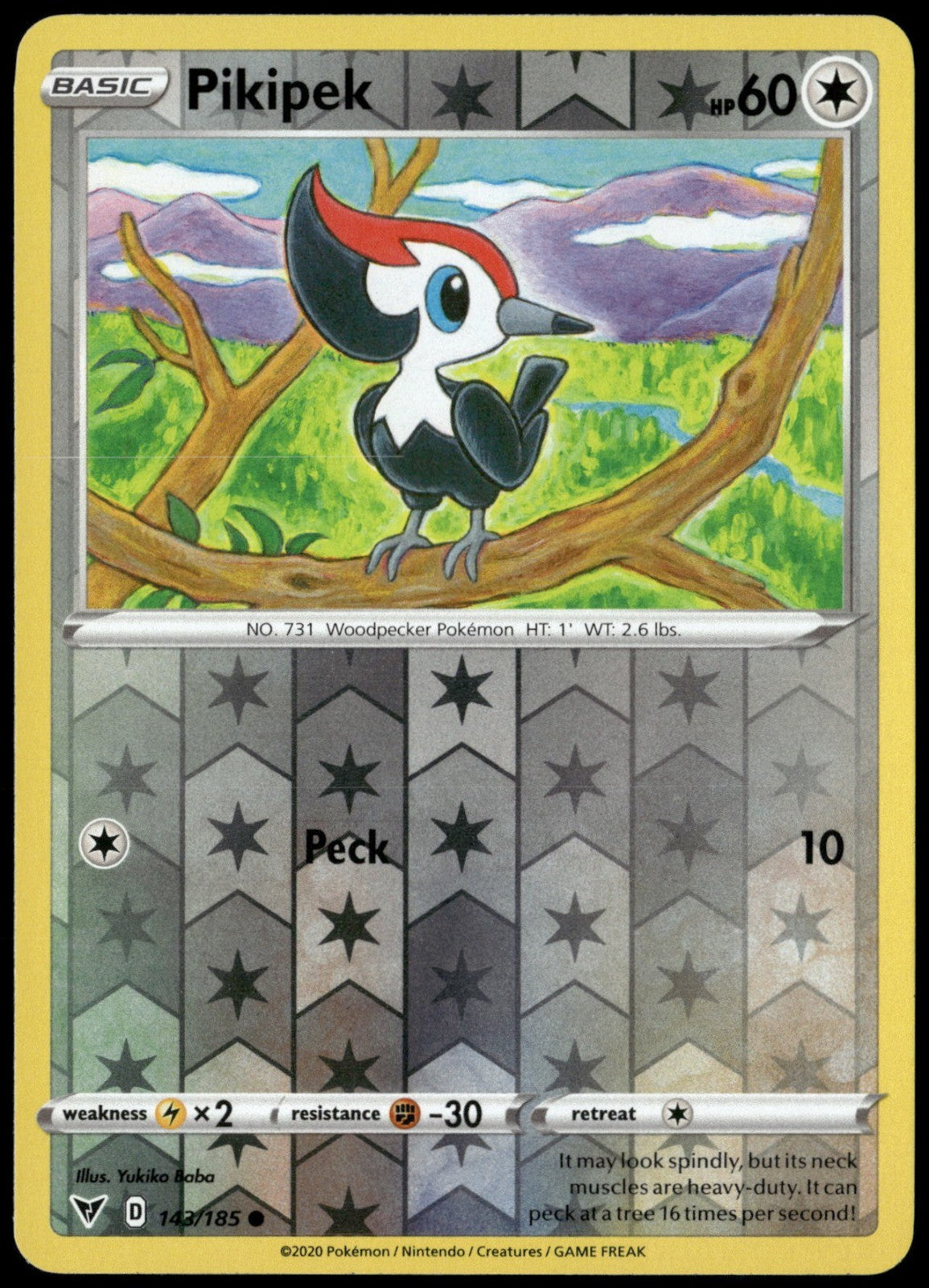 Pikipek Reverse Holo Common SWSH04: Vivid Voltage 143/185 NM