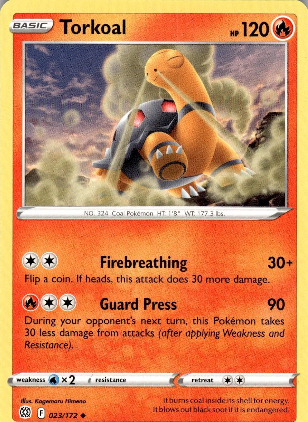 Torkoal 023/172 Uncommon Brilliant Stars Pokemon Near Mint