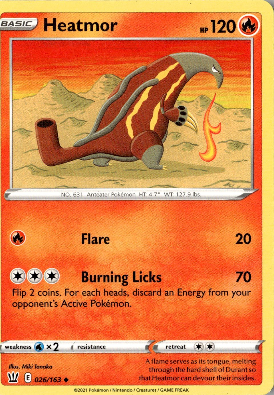 2021 POKEMON HEATMOR 026/163 UNCOMMON BATTLE STYLES NEAR MINT