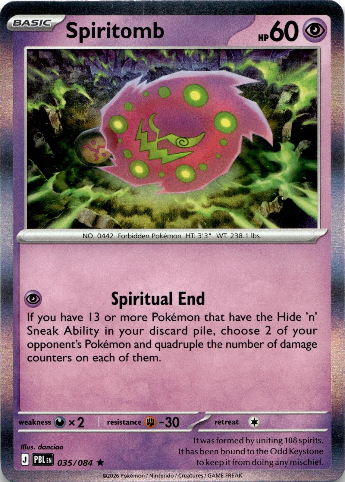 Spiritomb 035/084 Rare Pitch Black Pokemon Holo Near Mint