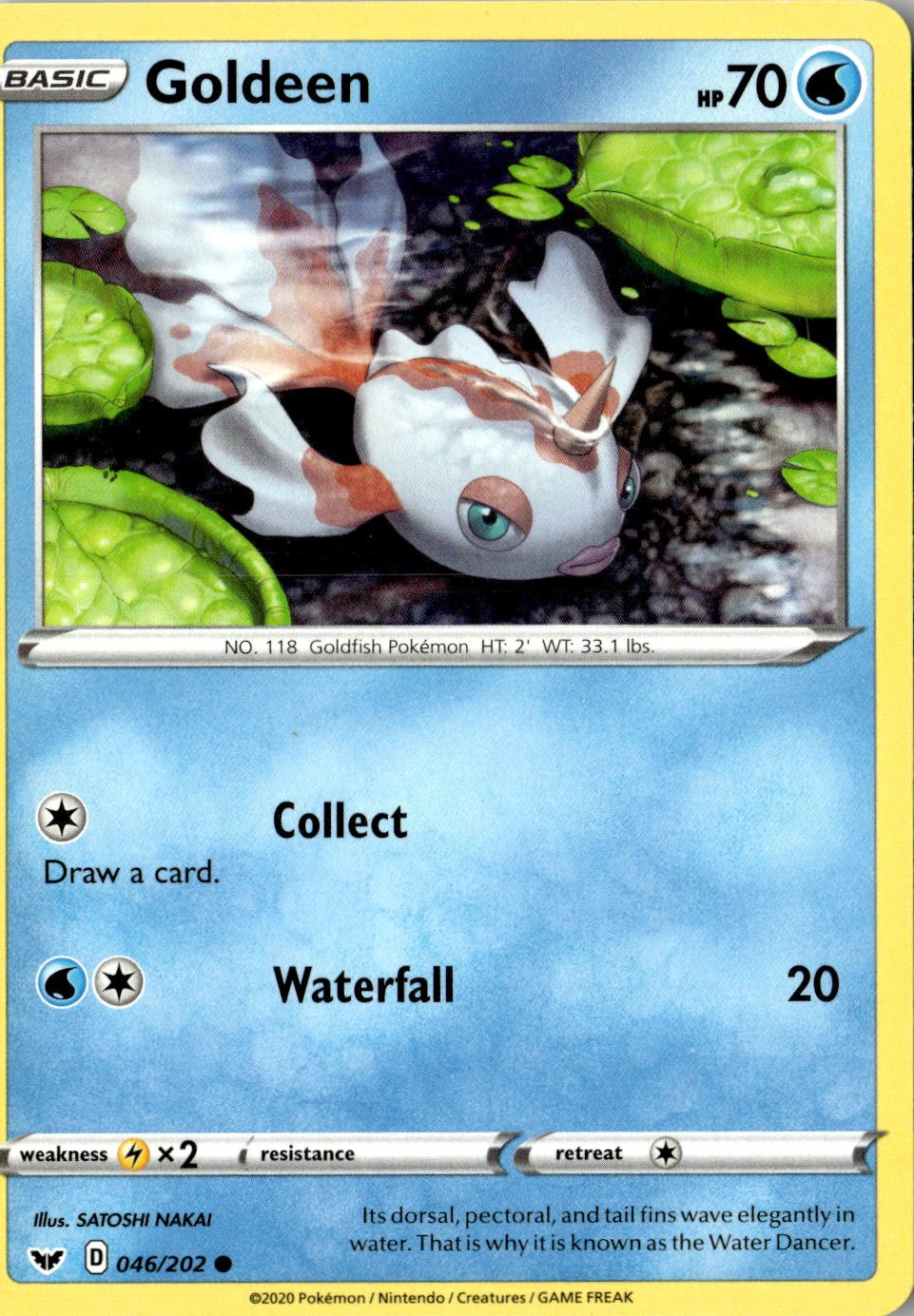 2020 POKEMON GOLDEEN 046/202 COMMON SWORD & SHIELD NEAR MINT