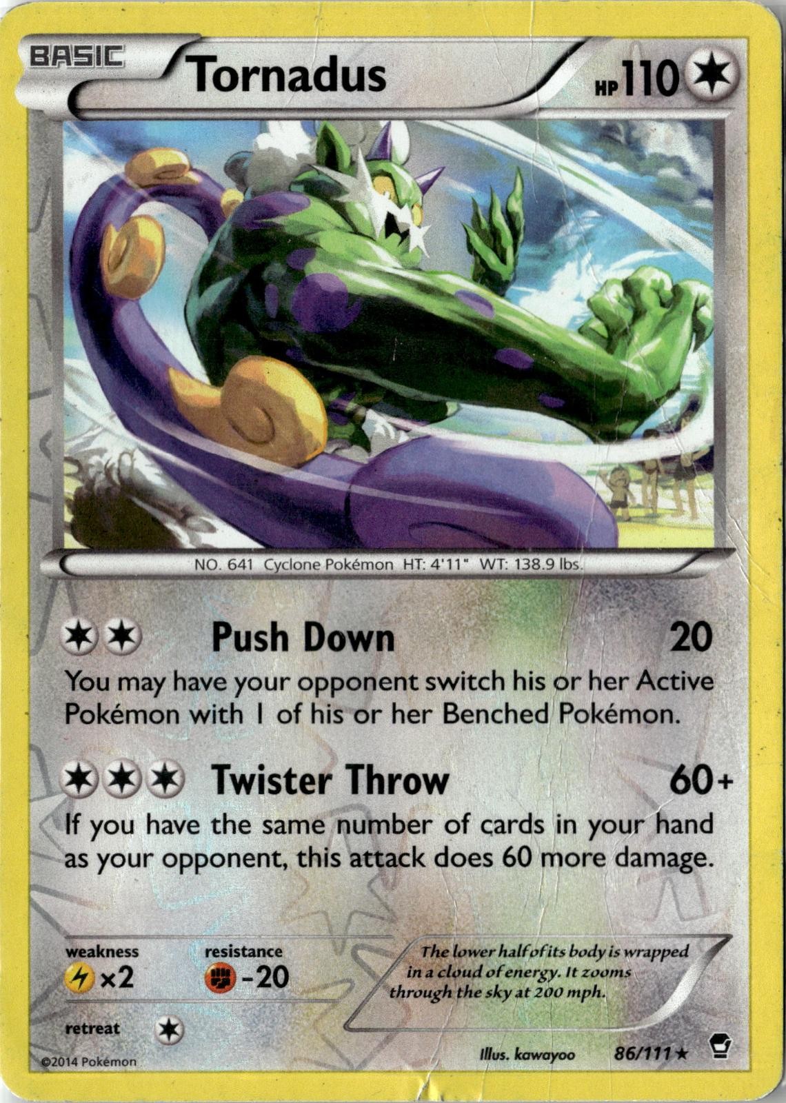 2014 POKEMON TORNADUS 86/111 RARE FURIOUS FISTS HEAVILY PLAYED