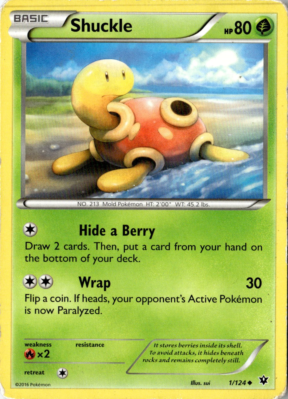 2016 POKEMON SHUCKLE 1/124 UNCOMMON FATES COLLIDE NEAR MINT