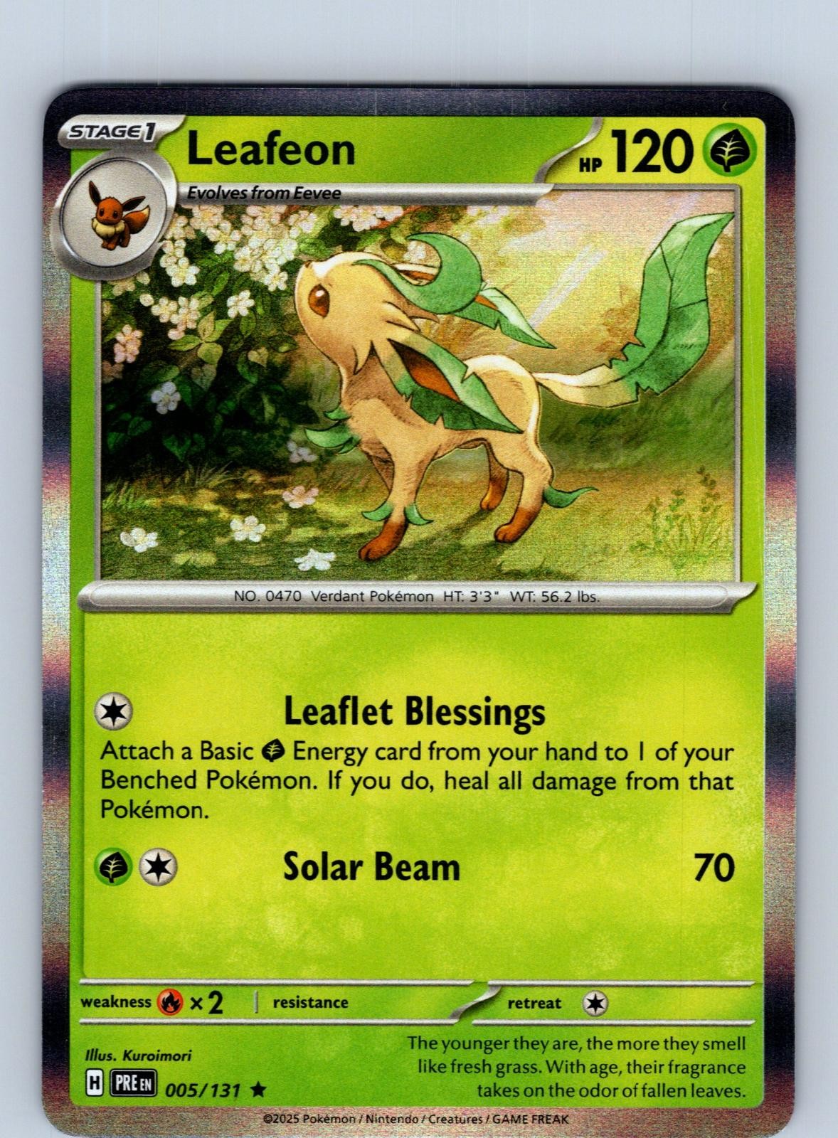 Leafeon 005/131 Holo Rare Prismatic Evolutions Pokemon Near Mint