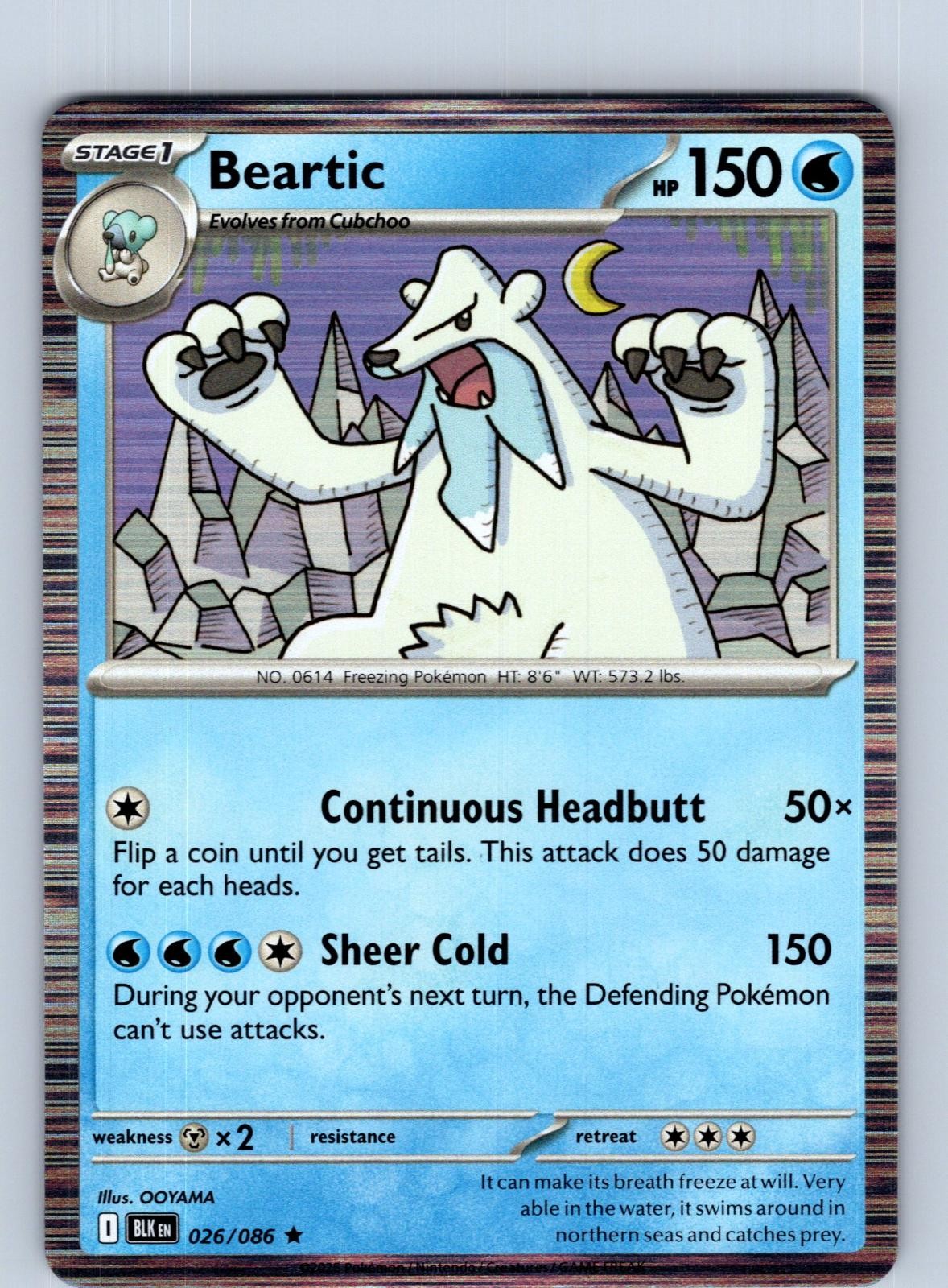 Beartic 026/086 Holo Rare Black Bolt Pokemon Near Mint