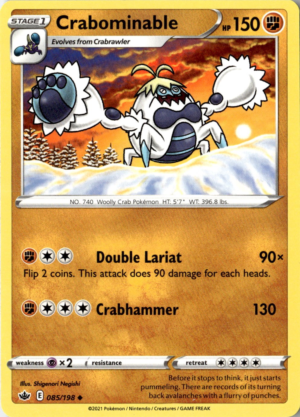 2021 POKEMON CRABOMINABLE 085/198 UNCOMMON CHILLING REIGN NEAR MINT