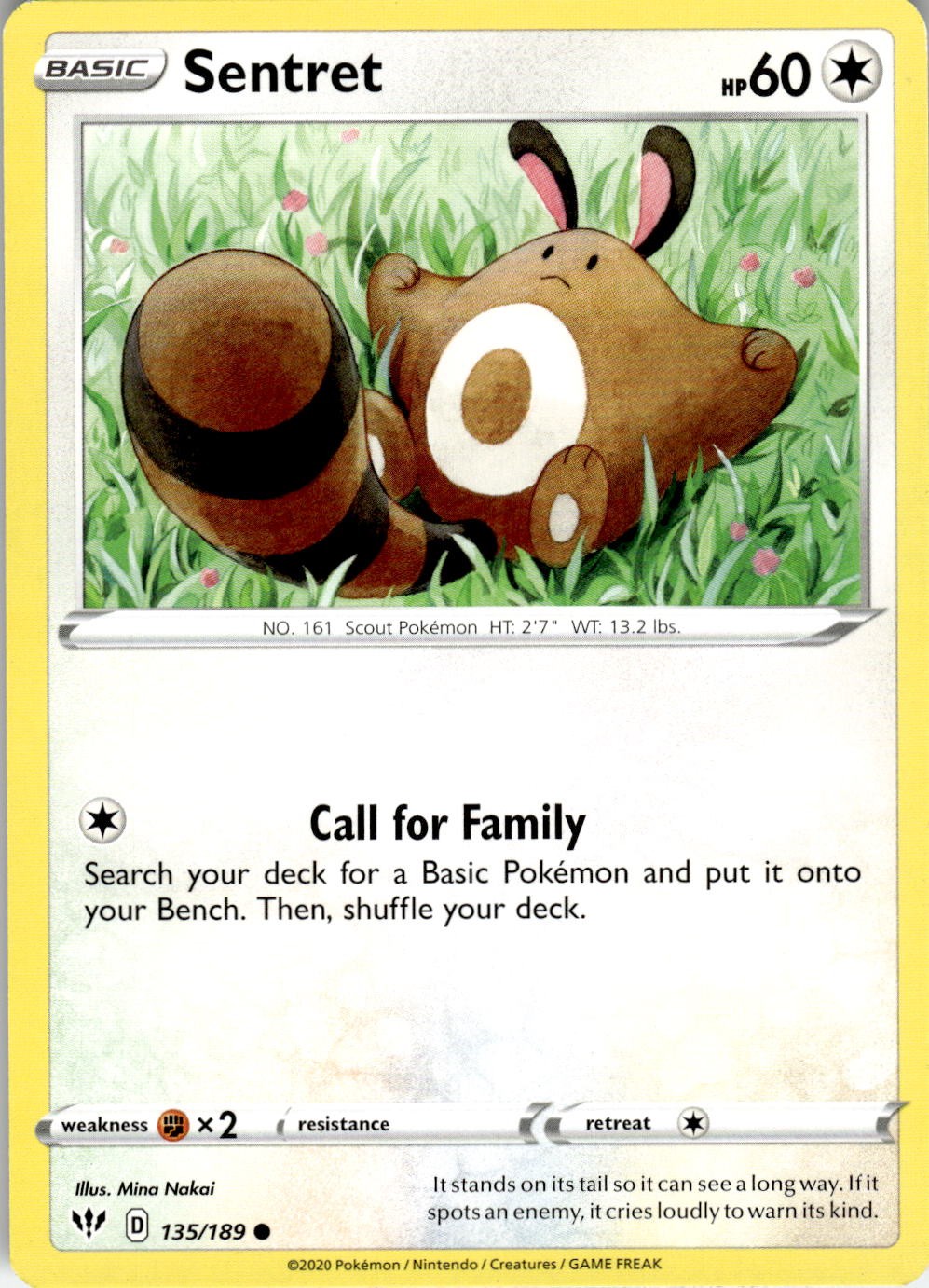 Sentret 135/189 Common Darkness Ablaze Pokemon Near Mint
