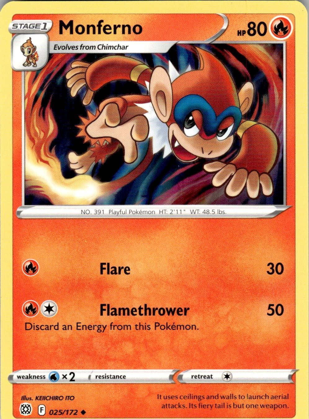 2022 POKEMON MONFERNO 025/172 UNCOMMON BRILLIANT STARS NEAR MINT