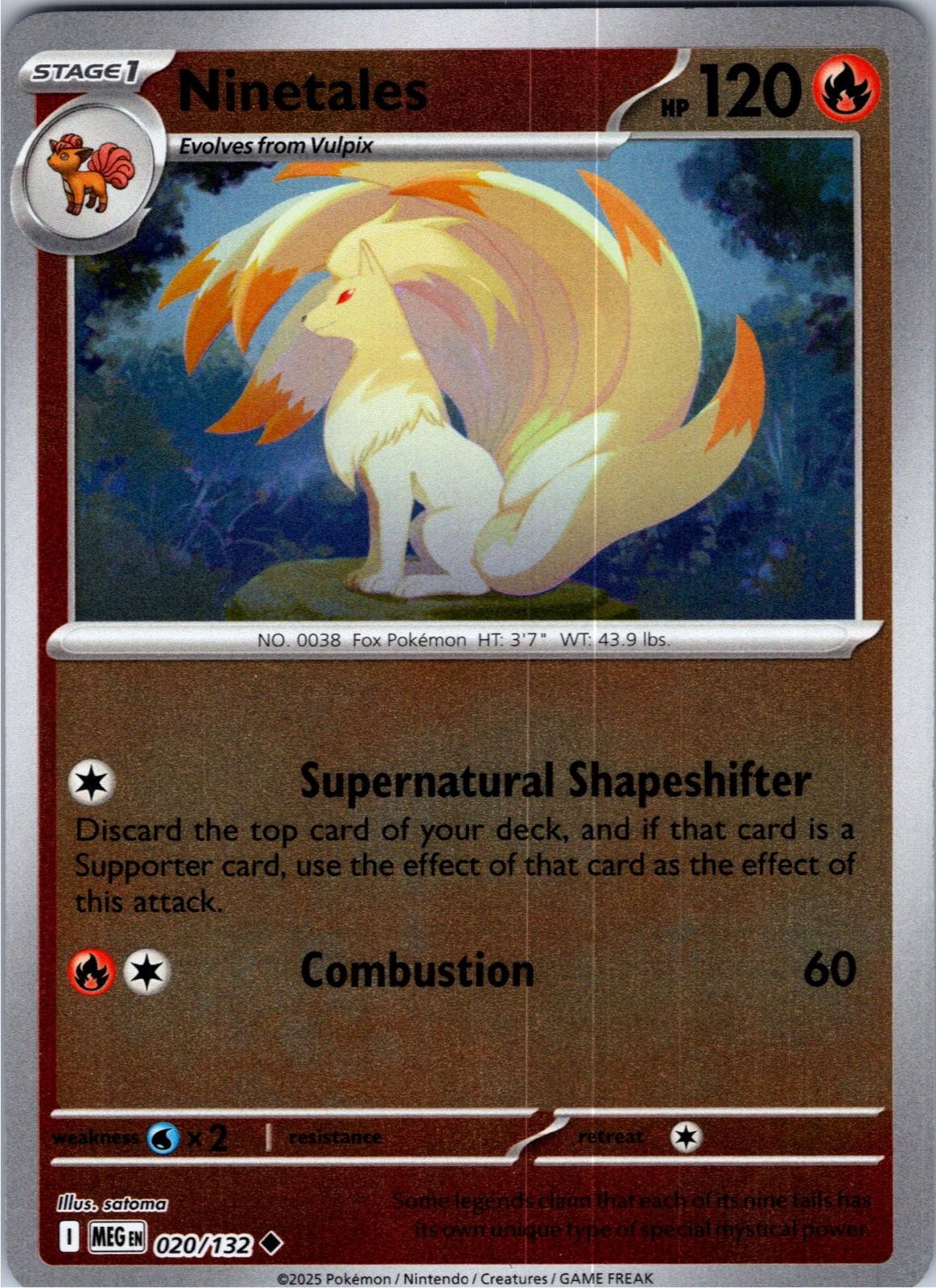Ninetales 020/132 Uncommon Mega Evolution Pokemon Lightly Played