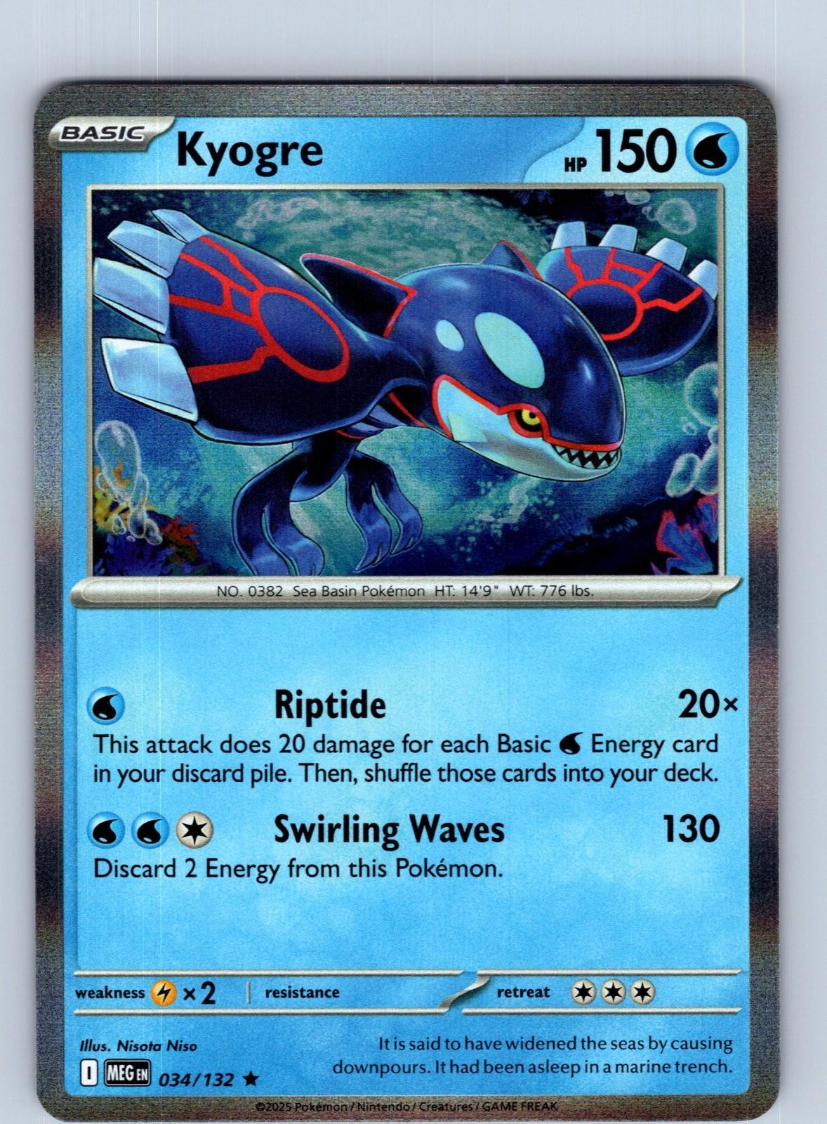 Kyogre 034/132 Rare Mega Evolution Pokemon Holo Near Mint