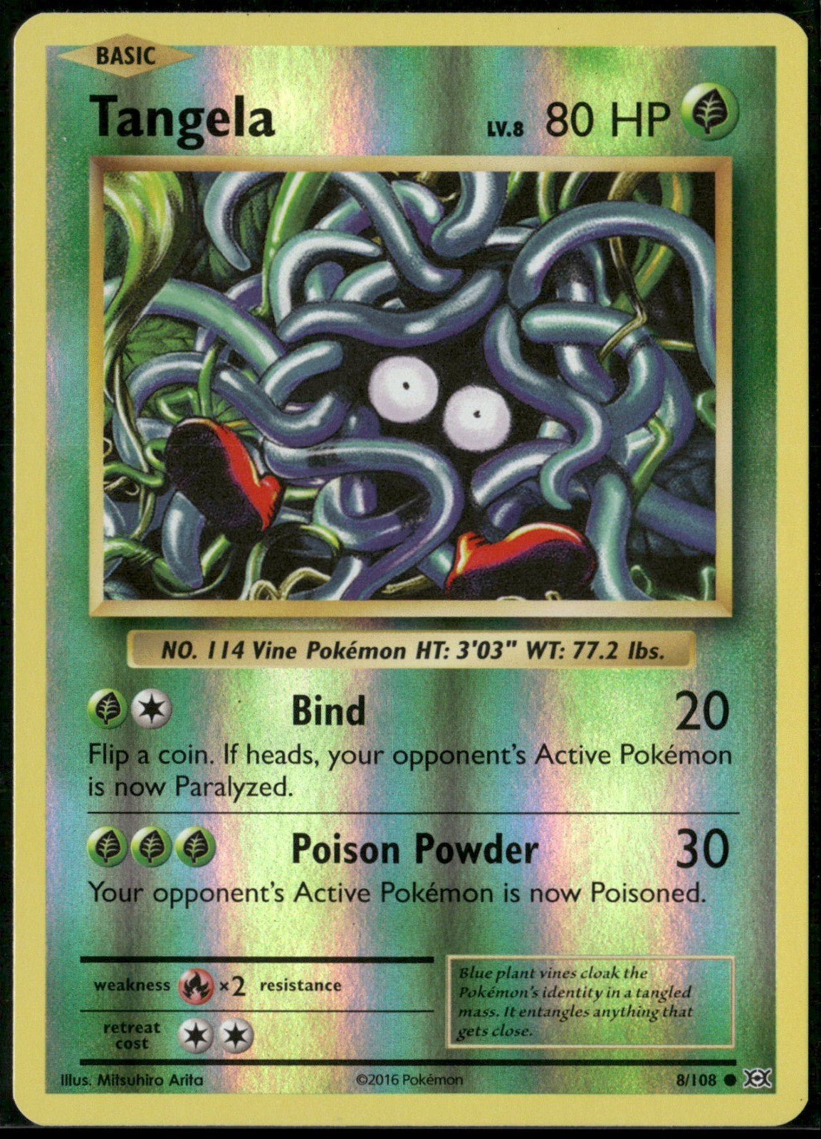 Tangela Reverse Holo Common XY - Evolutions 8/108 NM