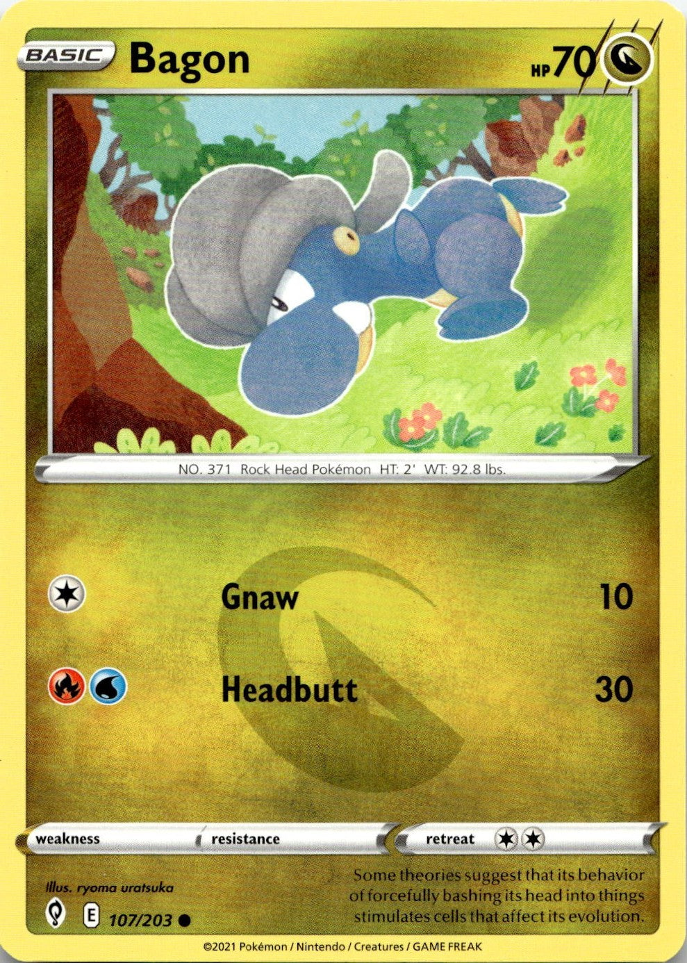 Bagon 107/203 Common Evolving Skies Pokemon Lightly Played