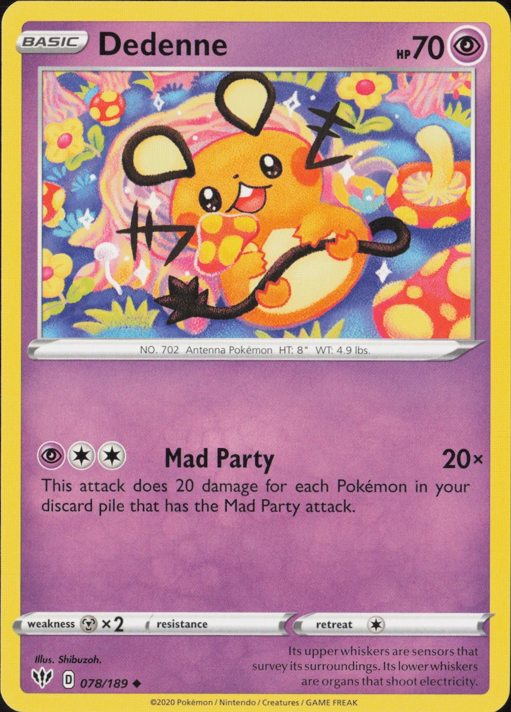 Dedenne Uncommon SWSH03: Darkness Ablaze 078/189 NM