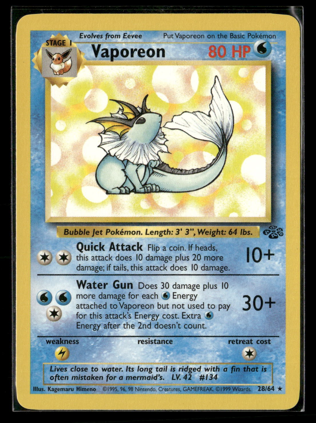 Vaporeon (28) Unlimited Rare Jungle 28/64 NM