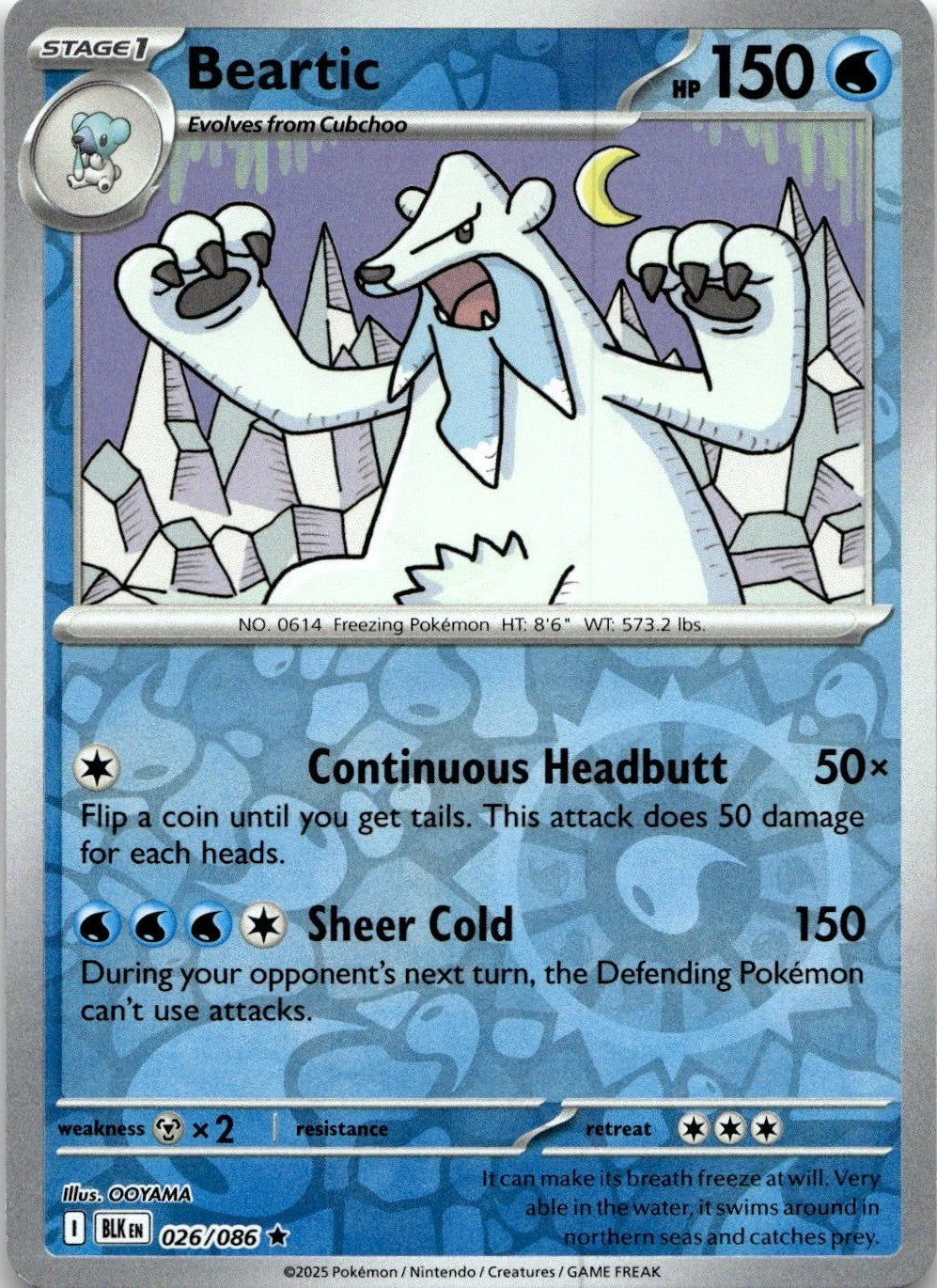 Beartic 026/086 Rare Black Bolt Pokemon Reverse Holo Near Mint