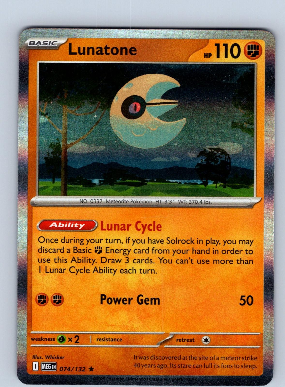 Lunatone 074/132 Rare Mega Evolution Pokemon Holo Near Mint