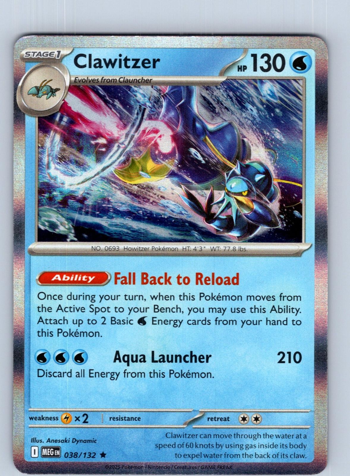 Clawitzer 038/132 Rare Mega Evolution Pokemon Holo Near Mint